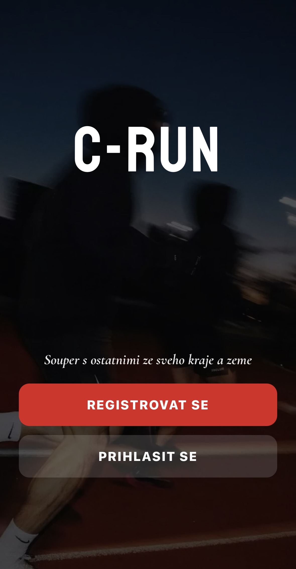 C-RUN - obrazovka v tmavém módu