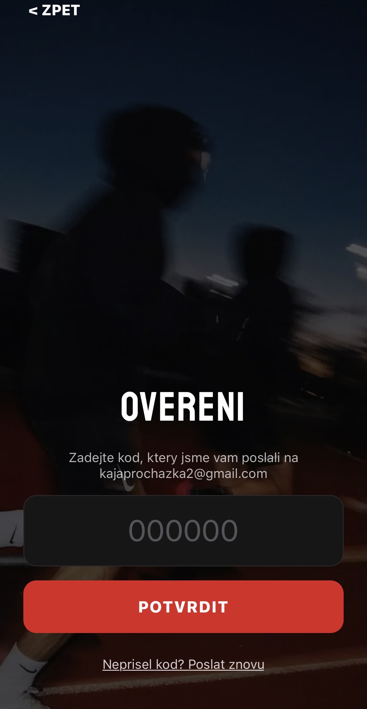 C-RUN - obrazovka v tmavém módu