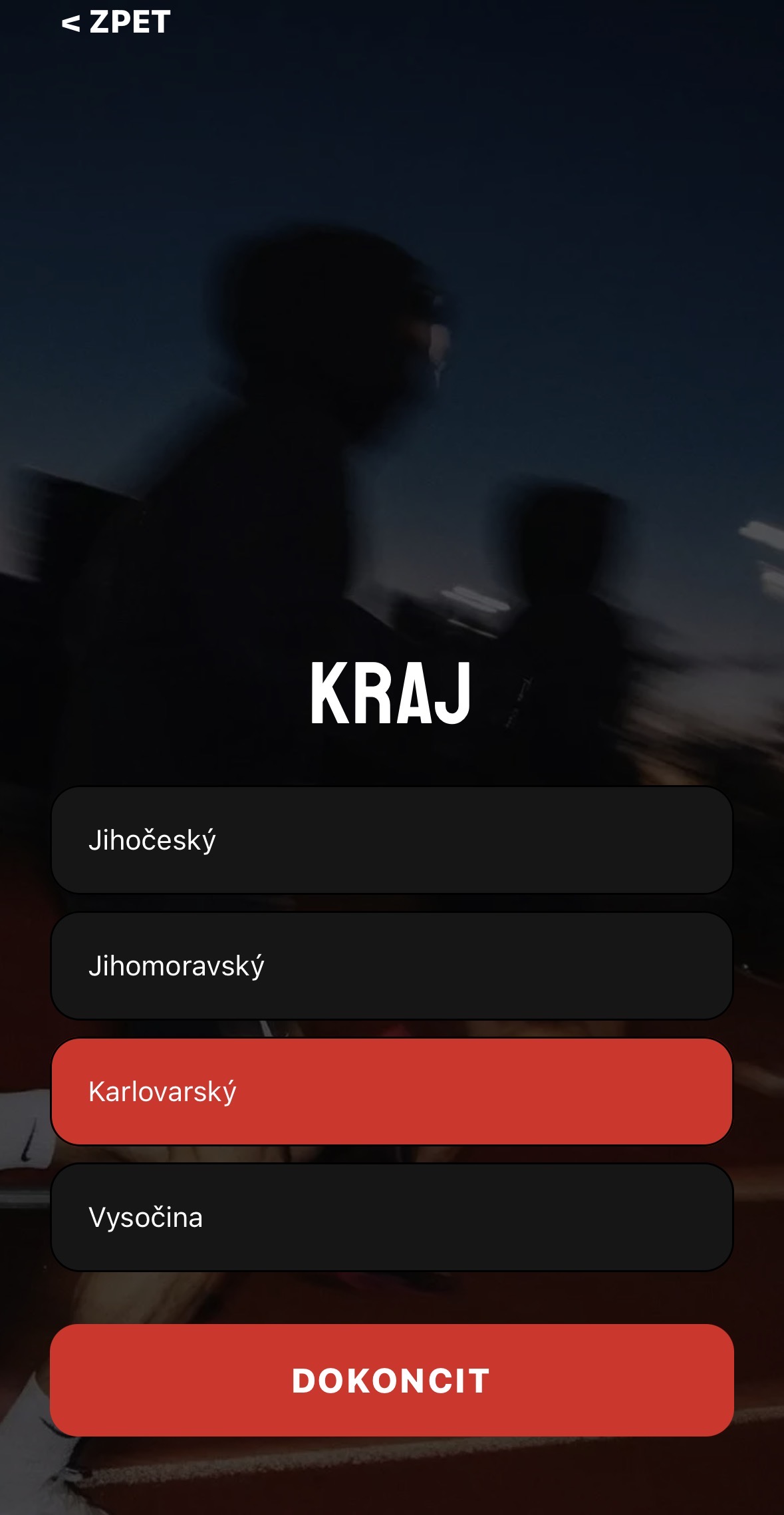 C-RUN - obrazovka v tmavém módu