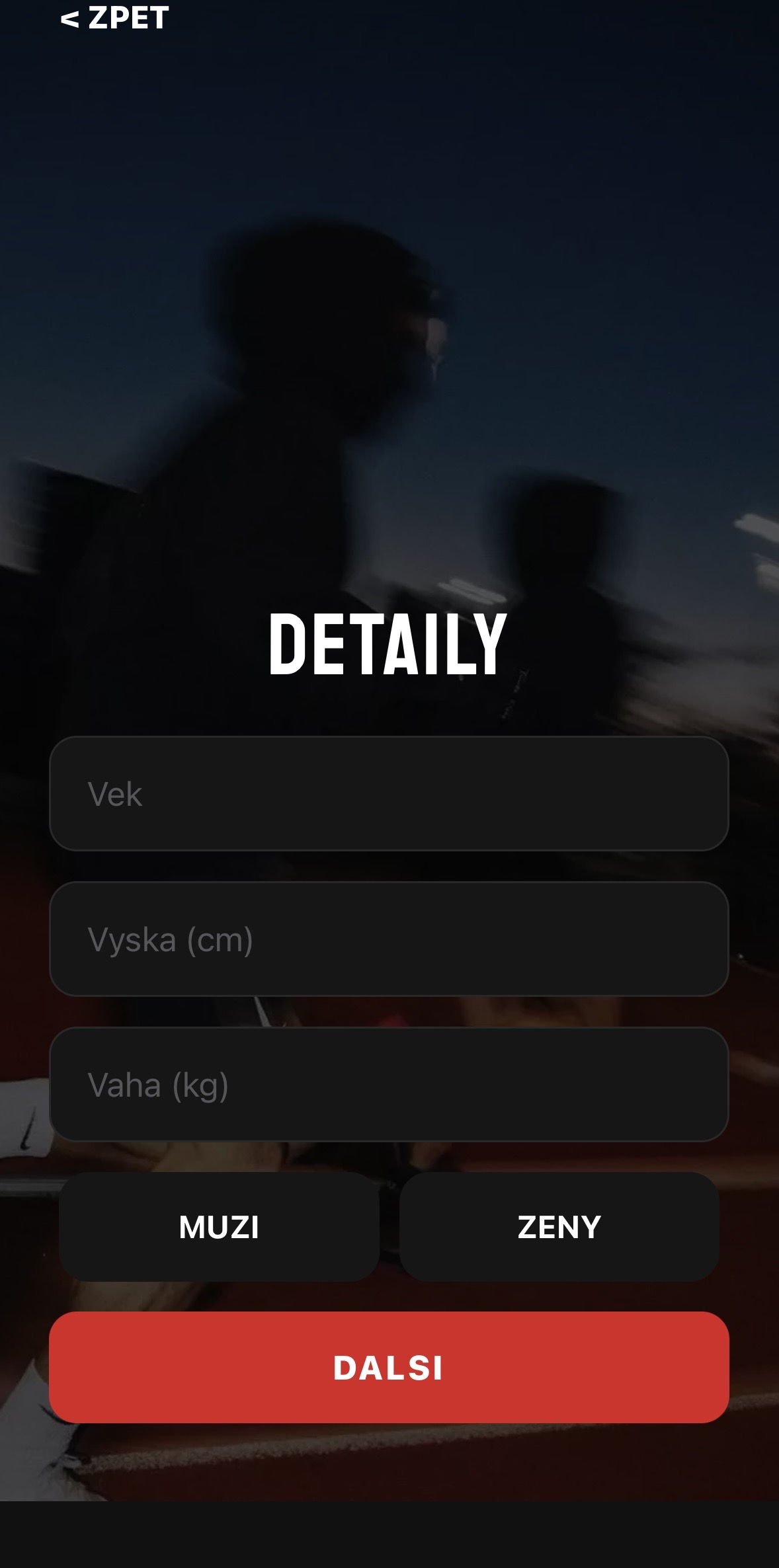 C-RUN - obrazovka v tmavém módu