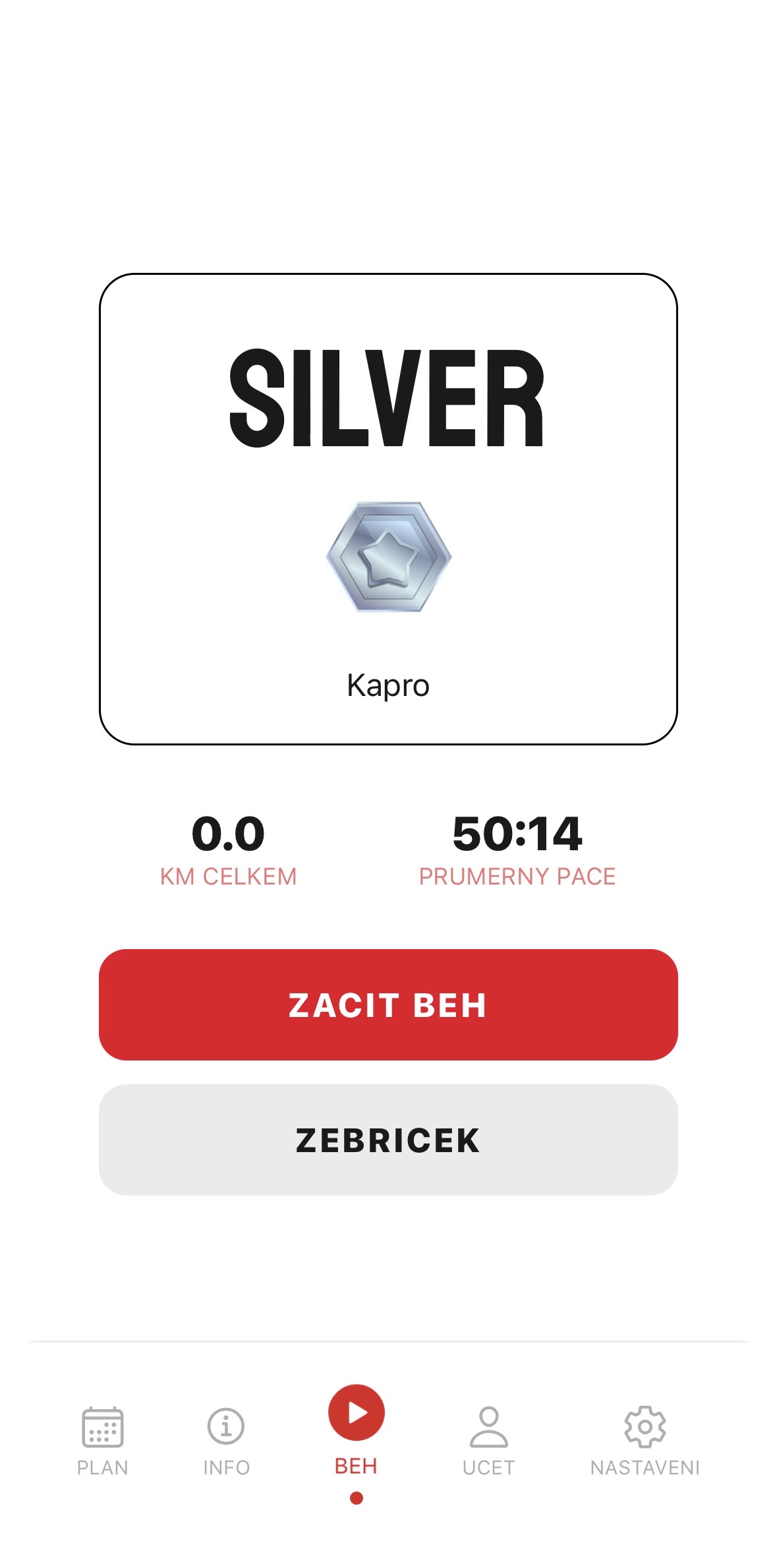 C-RUN - obrazovka ve světlém módu