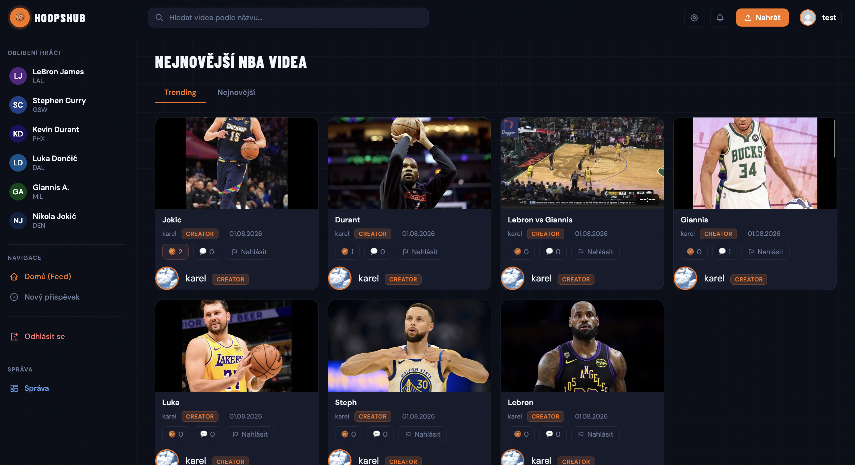 Náhled aplikace NBA_Social